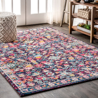 Modern Persian Boho Floral Multi/Purple 5' Round Area Rug