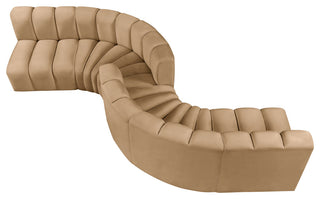 Arc Velvet Upholstered 6-Pc. Facing Modular Sectional, Camel