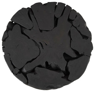 Teak Chunk Round Coffee Table, Black