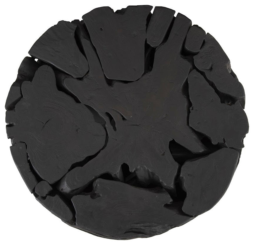 Teak Chunk Round Coffee Table, Black