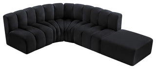 Arc Velvet Upholstered 5-Pc. L-Shaped Modular Sectional, Black