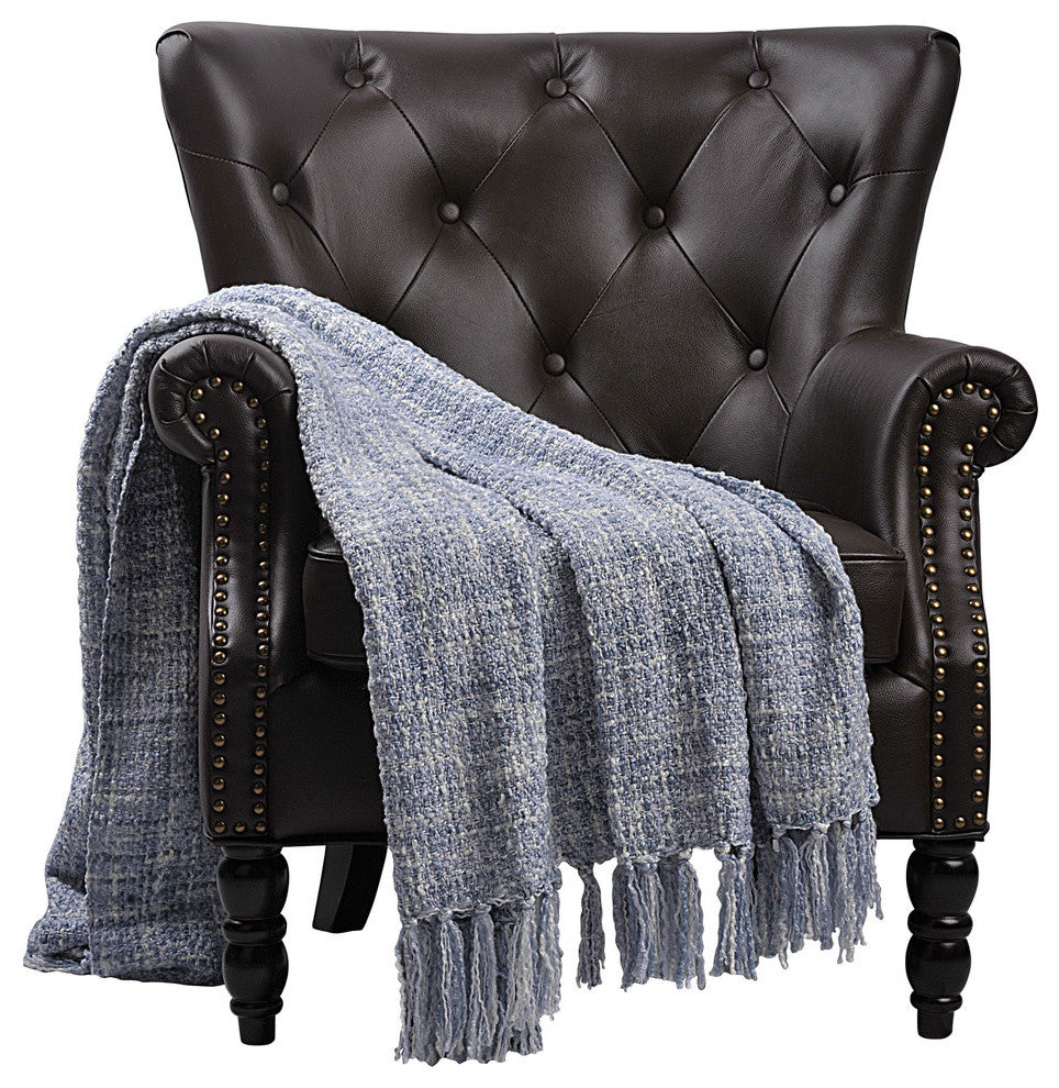 Jumbo Naga Knitted Throw Blanket, Ashley Blue, 60"x80"