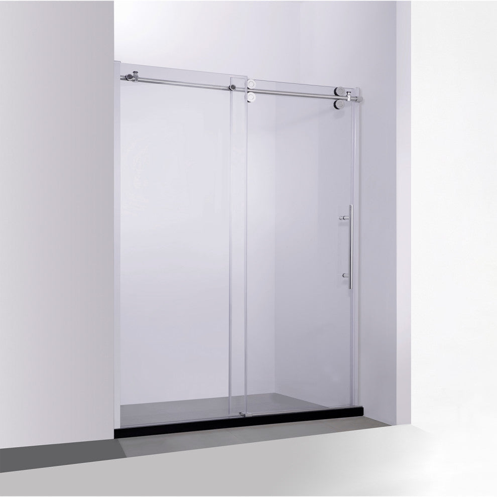 Massa Single Sliding Frameless Shower Door, Polished Chrome, 60"x76"