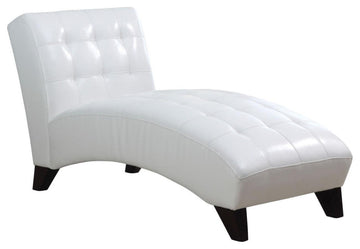 White Faux Leather Chaise Lounge Chair