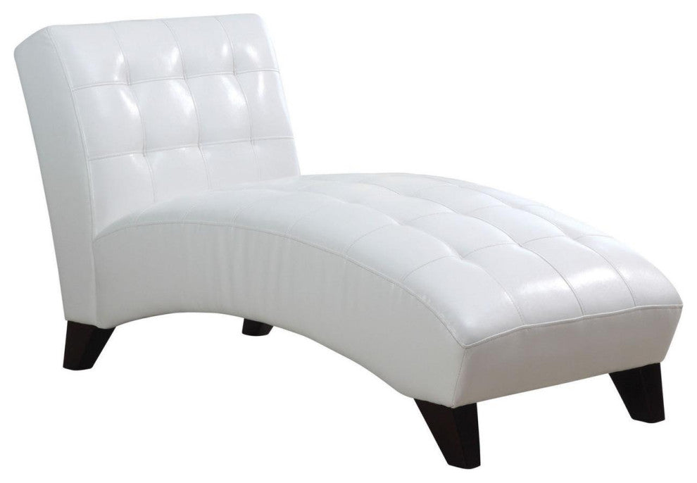 White Faux Leather Chaise Lounge Chair