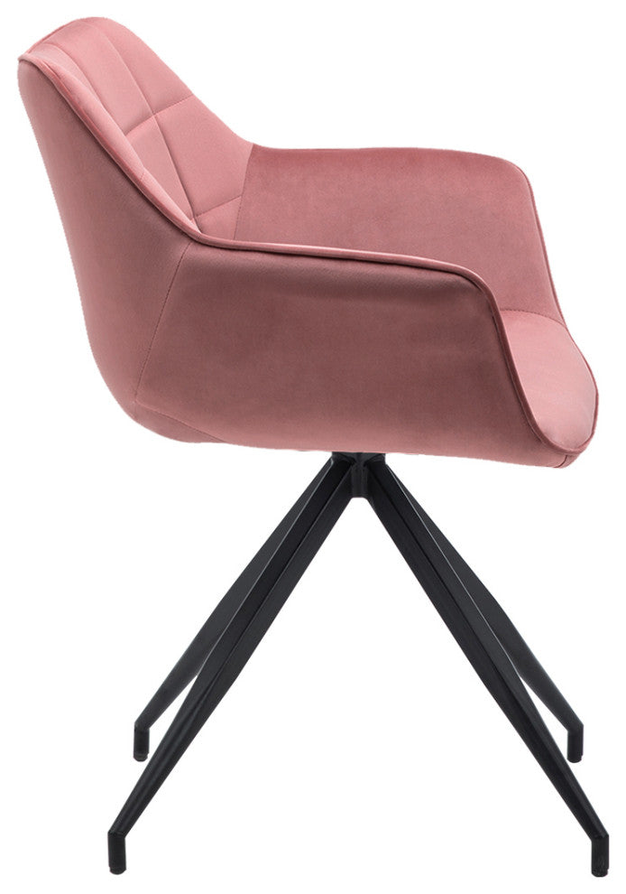 Square Tufted Spider Legs Velvet Accent Chair, Pink