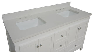 Abbey 60" Bath Vanity, Base: White, Top: Quartz, Double Vanity
