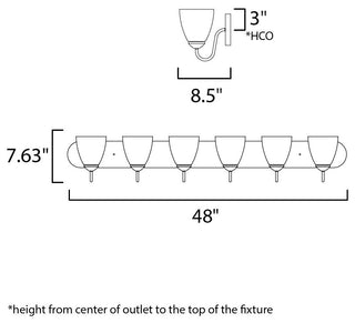 Maxim 11386 Axis 6 Light 48"W Vanity Light - Polished Chrome