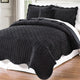 Diamond Square Quilted Coverlet 4-Piece Bedspread Set, Jet Black, King