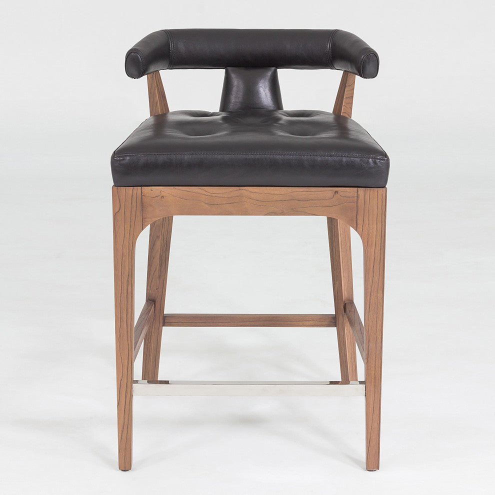Moderno Counter Stool, Black Marble Leather