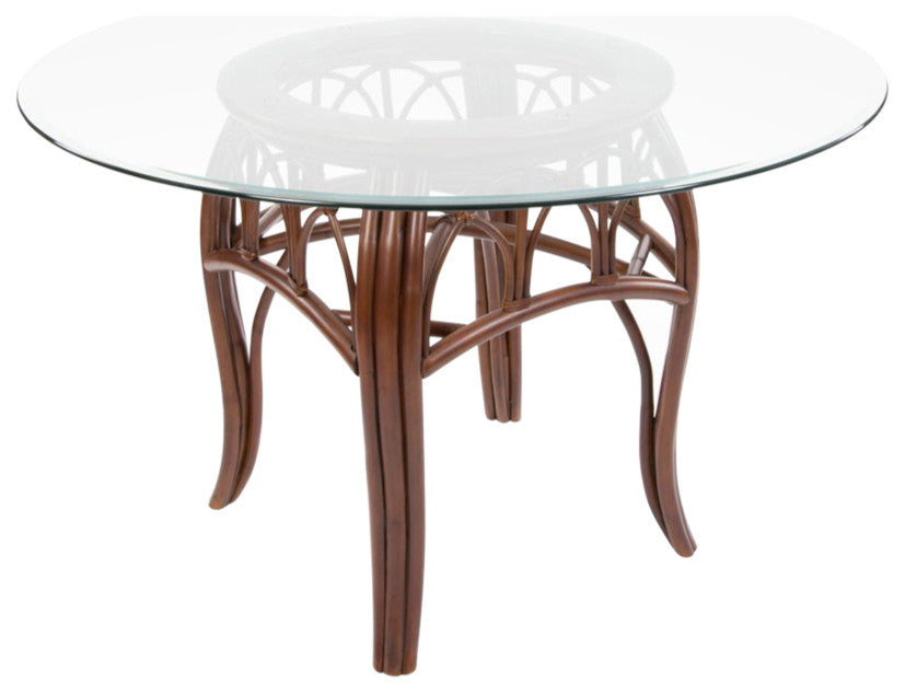 Cuba Table Base In Sienna With 48" Round Tempered Bevel Edge Glass