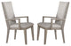 Set of 2 Fabric Arm Chair, Gray Oak Finish