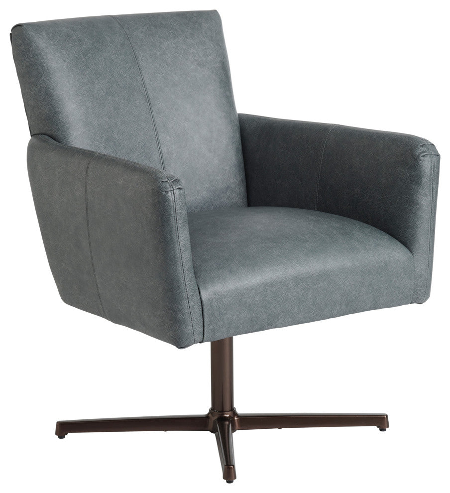 Brooks Leather Swivel Chair Bronze