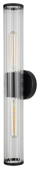Varvara 2-Light Bath/Vanity Light, Black Finish, Groved Clear Glass Shade