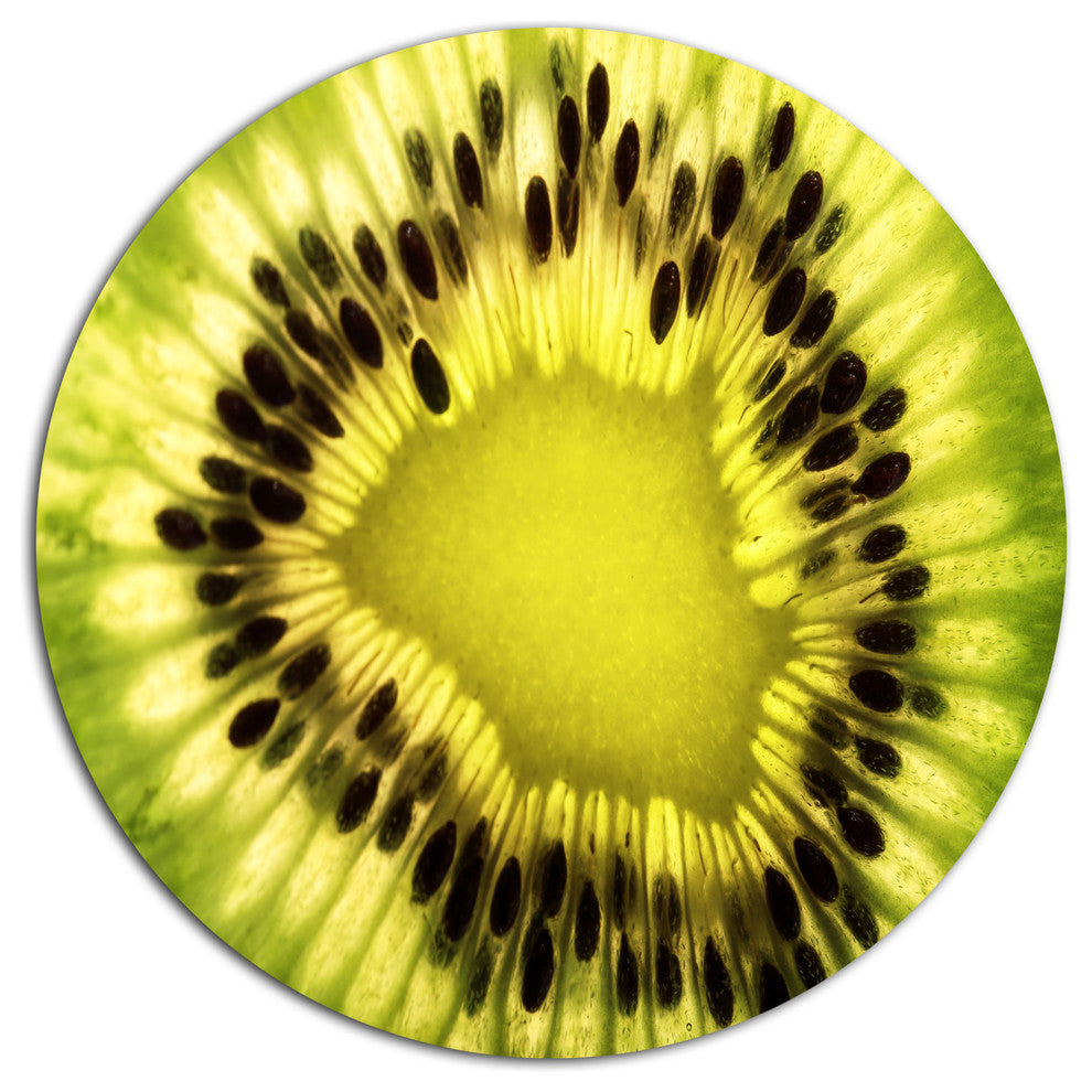 Green Kiwi Seeds And Inside Pattern, Modern Round Wall Art, 36"