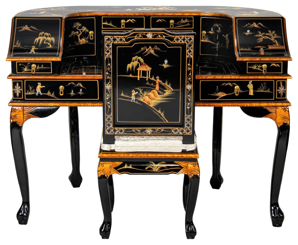 Black Lacquer Desk With Chair Landscape