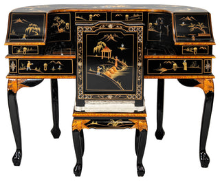Black Lacquer Desk With Chair Landscape