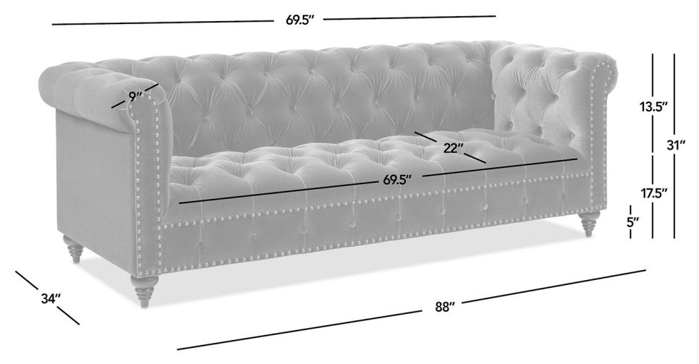 Alto 88" Tufted Chesterfield Sofa, Burnt Orange Performance Velvet