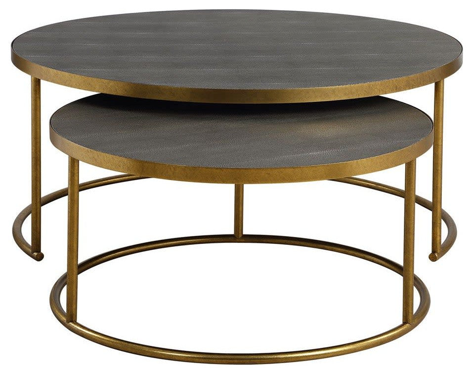 Uttermost 50080 Aragon 2 Piece MDF and Metal Table Set - Antique Burnished