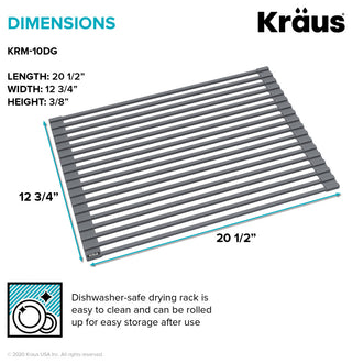 KRAUS Dish Drying Rack, Silicone Dish Drying Mat and Soap Dish Holder Dark Grey