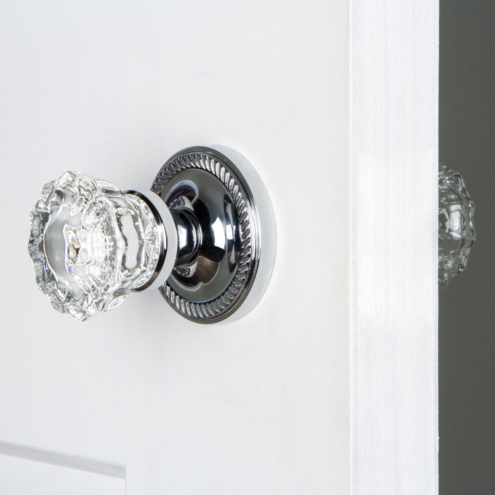 Single Rope Rosette With Crystal Knob, Oil-Rubbed Bronze, Bright Chrome, Double