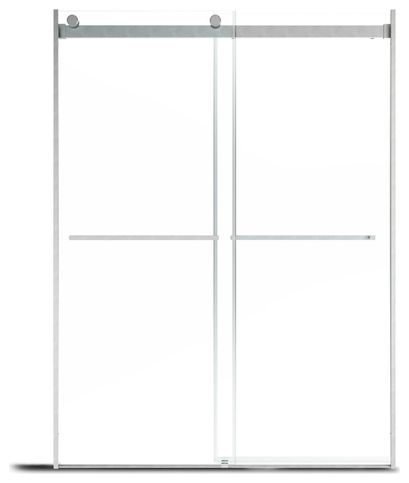 48-in x 76-in Frameless Sliding Shower Door, Brushed Nickel