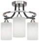 Paramount 3-Light Semi-Flush, Matte Black & Brushed Nickel, 4" White Muslin