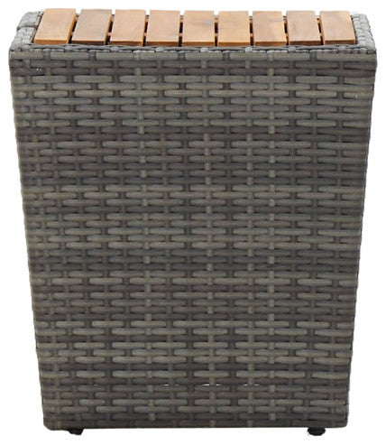 vidaXL Tea Table Patio End Table with Glass Top Coffee Table PE Rattan Gray