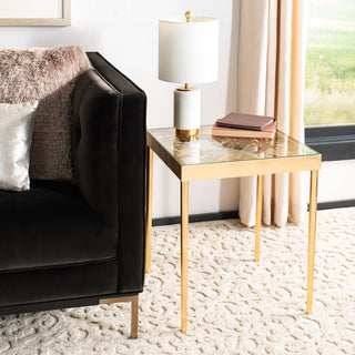Safavieh Leilani Palm Leaf Side Table, Gold/Glass