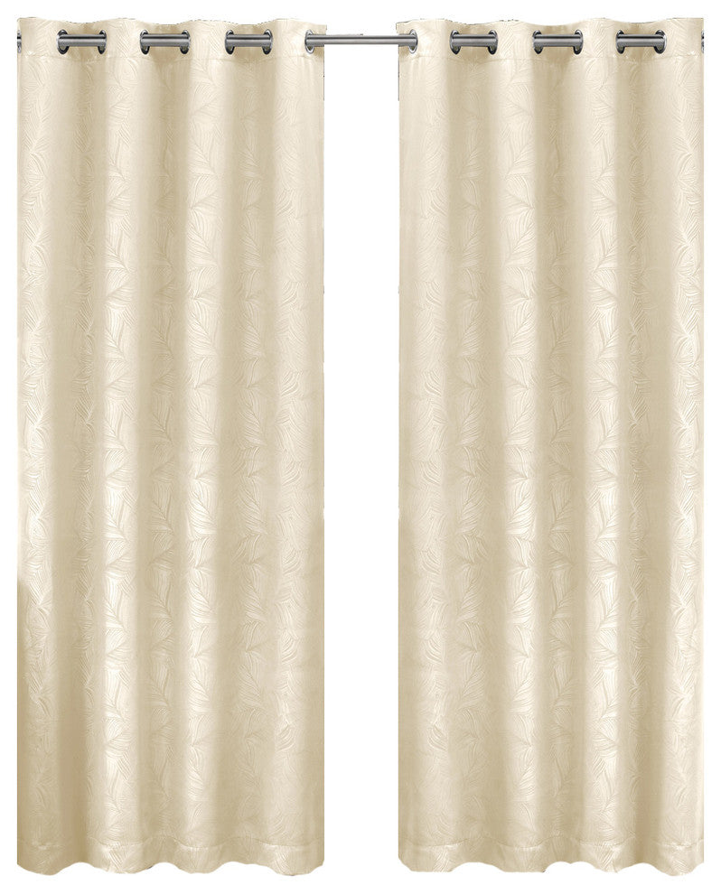 Prairie Blackout Weave Embossed Grommet Curtain, Ivory, 52"x96" Single
