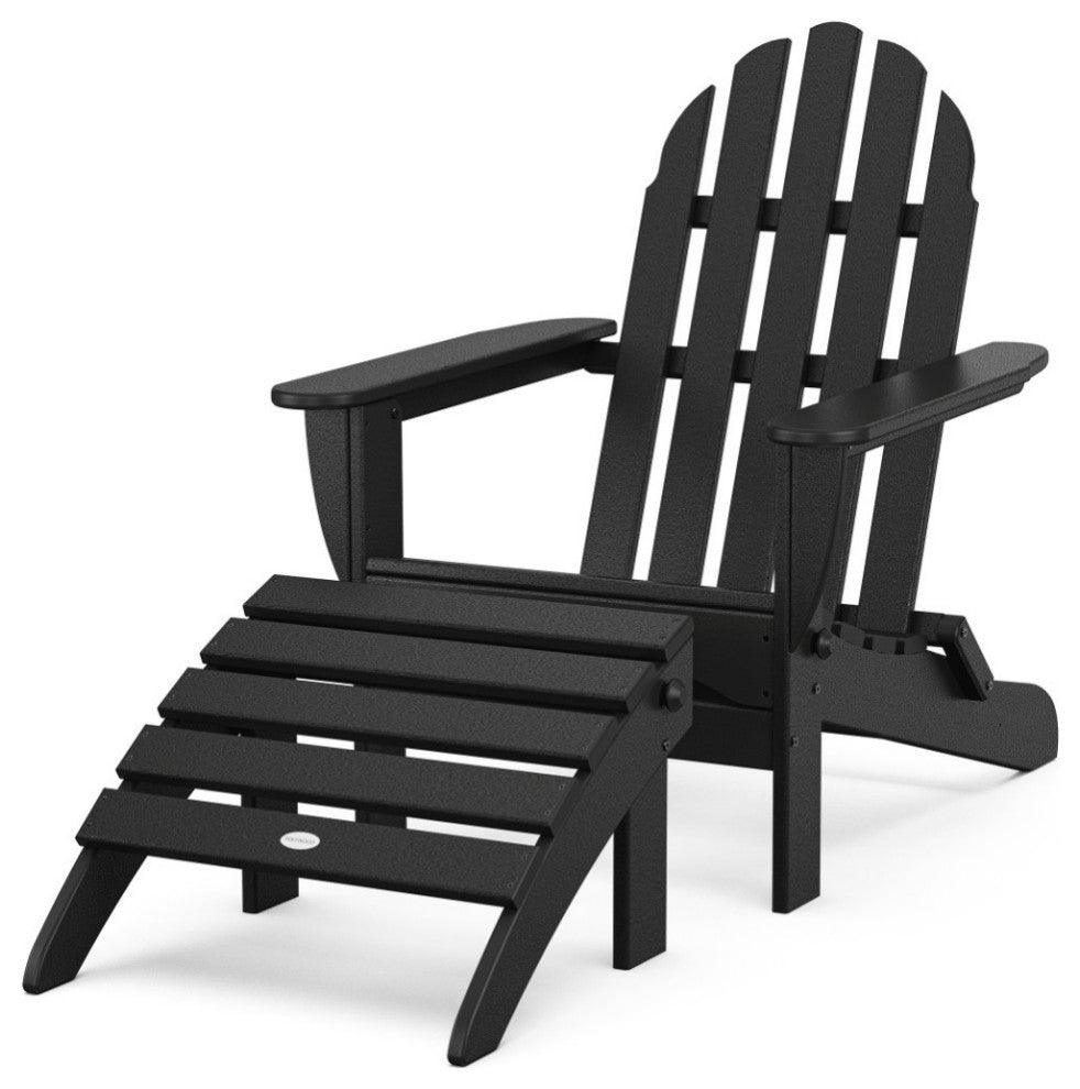 Polywood Classic Adirondack 2-Piece Set, Black