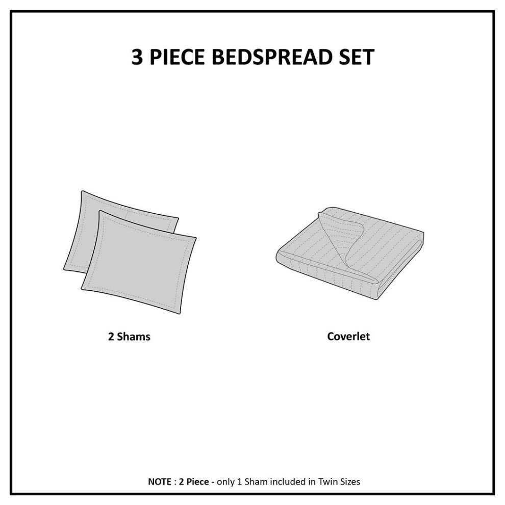 Madison Park Quebec 3 Piece Fitted Bedspread Set, Navy