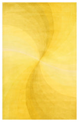 EORC Yellow Hand-Tufted Wool Swirl Rug, 6' Round