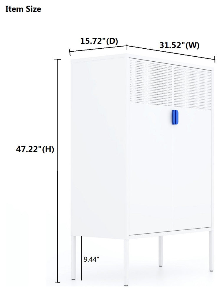 Metal Storage Locker Cabinet With Adjustable Shelves White