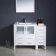 Torino 42" White Modern Bathroom Vanity With Side Cabinet, FFT1030CH