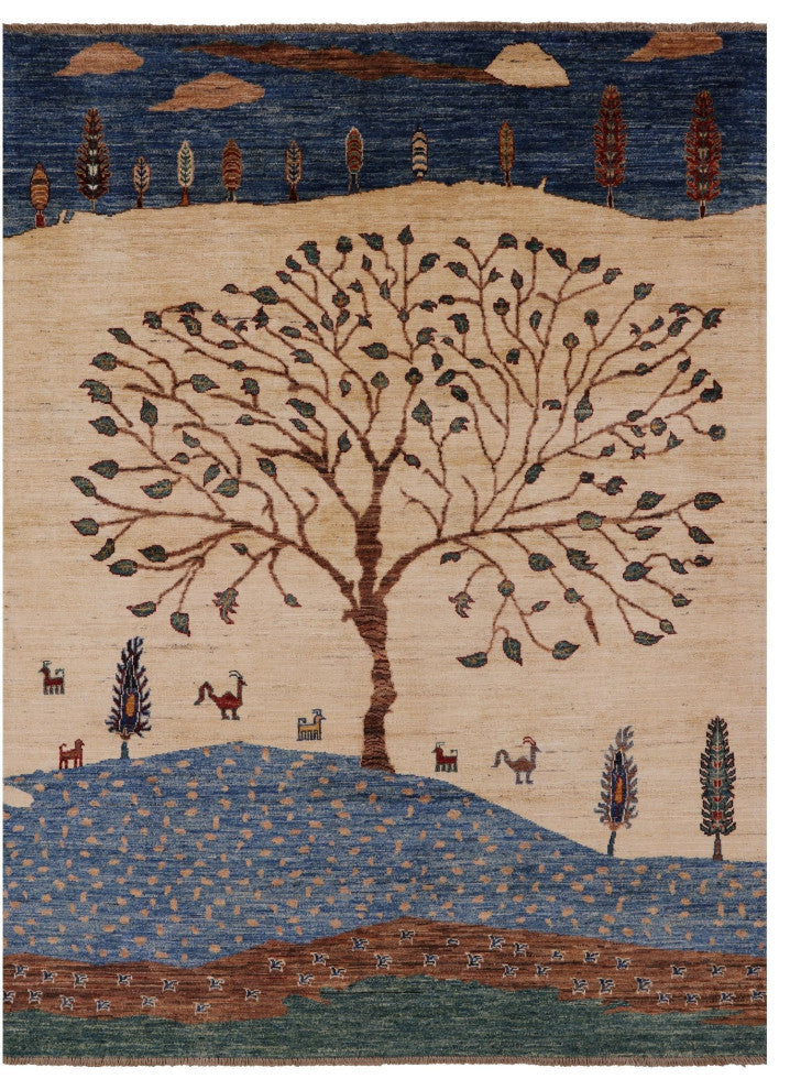 Persian Gabbeh Tribal Handmade Rug 4' 11" X 6' 6" - Q12292