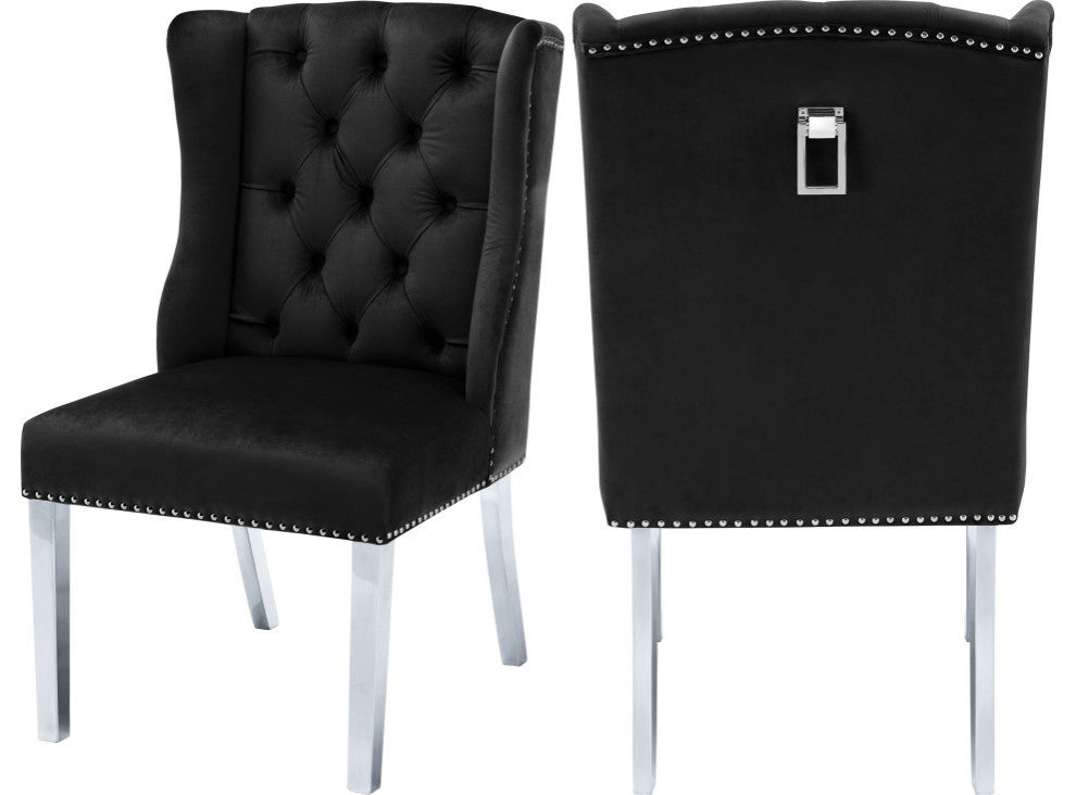 Suri Velvet Upholstered Dining Chair, Black