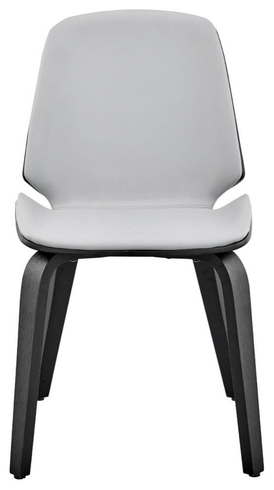 Brinley Gray Faux Leather and Black Wood Dining Room Accent Chair