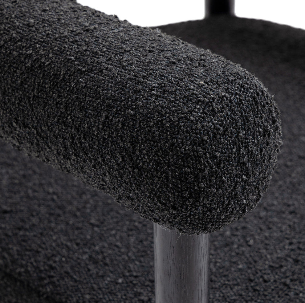 Hyatt Boucle Fabric Upholsetered Dining Chair, Black, Black Finish