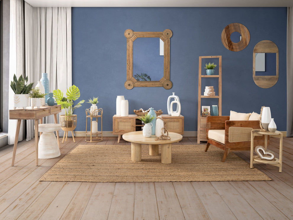 Ceramic 16" Plaid Textured Vase, Beige