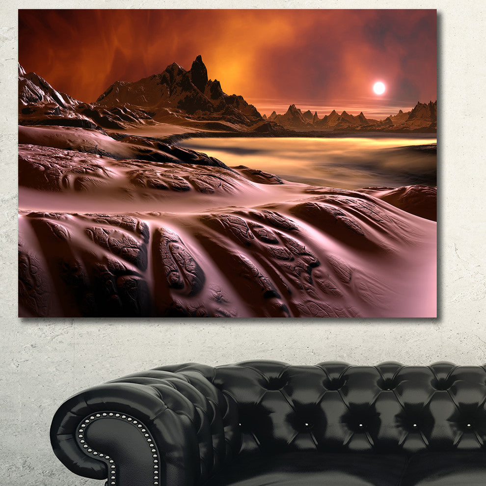 3D Rendered Alien Planet, Landscape Canvas Art Print, 40"x30"