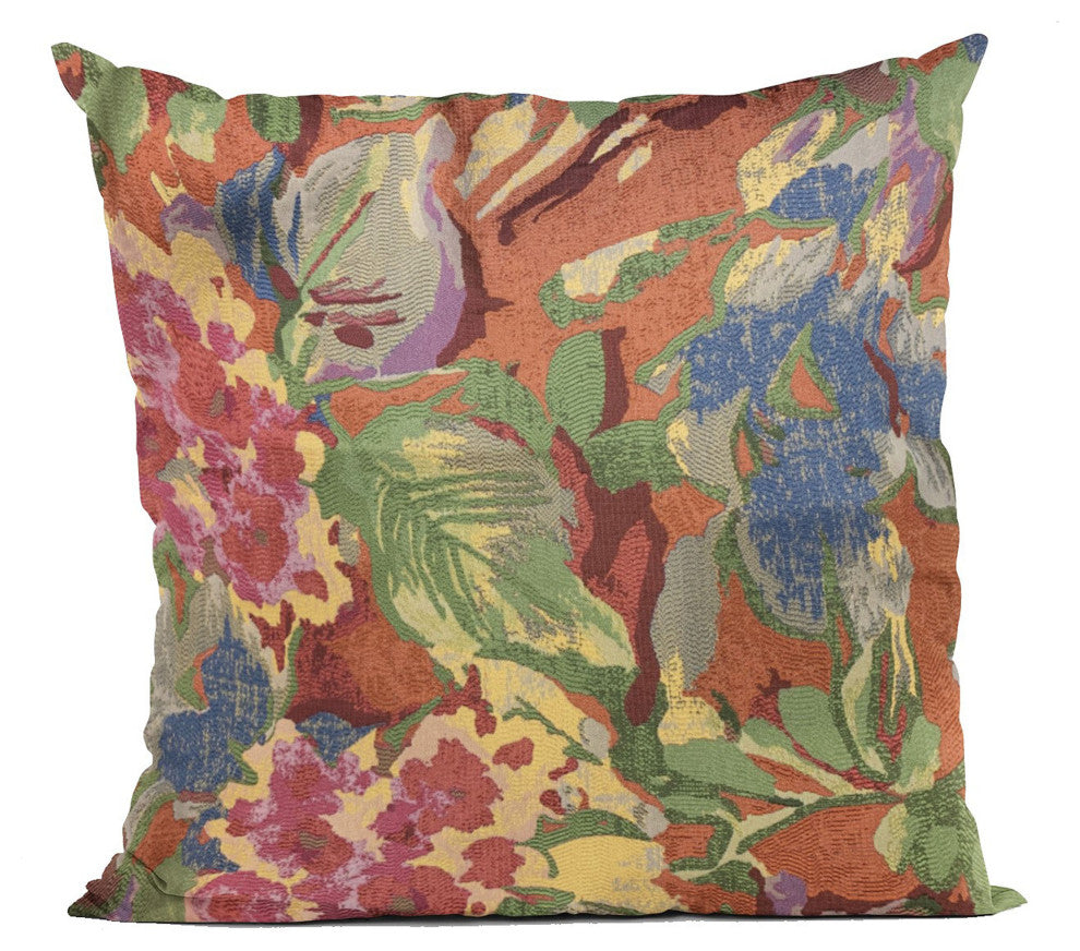 Plutus Multi-Color Garden Floral Luxury Throw Pillow, 20"x20"