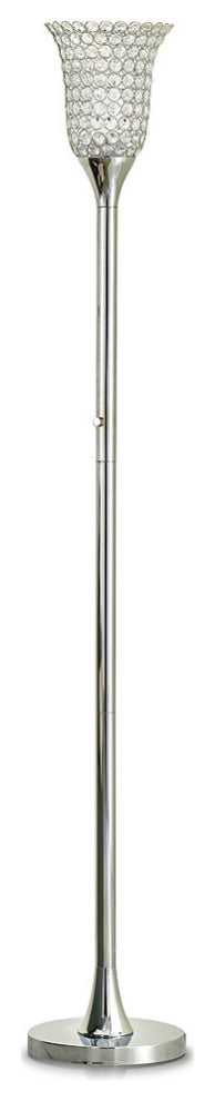 Belle 72"H Crystals Shade Torchiere Floor Lamp, LED Dimmable, bulb included, Pol