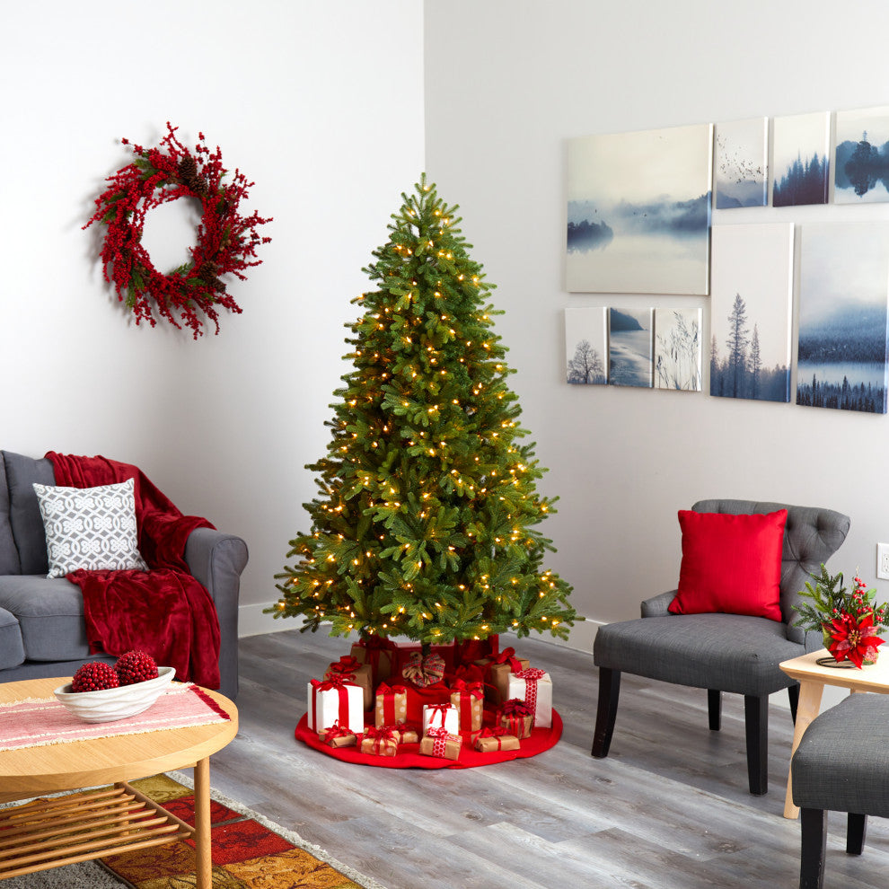 6.5' Washington Fir Faux Xmas Tree W/ 400 Clear Lights & 1110 Bendable Branches