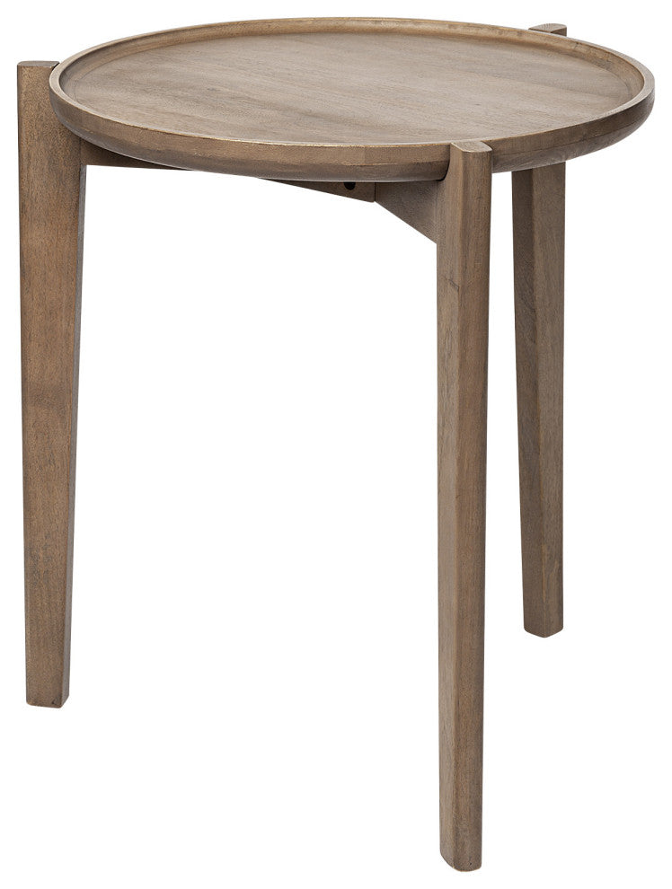 24" Brown Round End Table