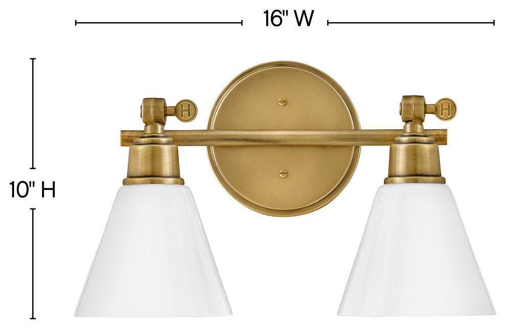 Hinkley Arti 10" Small Adjustable Two Light Vanity, Heritage Brass