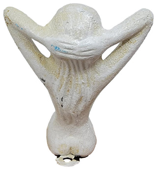 Coastal Mermaid Stocking Hanger Christmas Shelf Distressed White Iron 7 inch