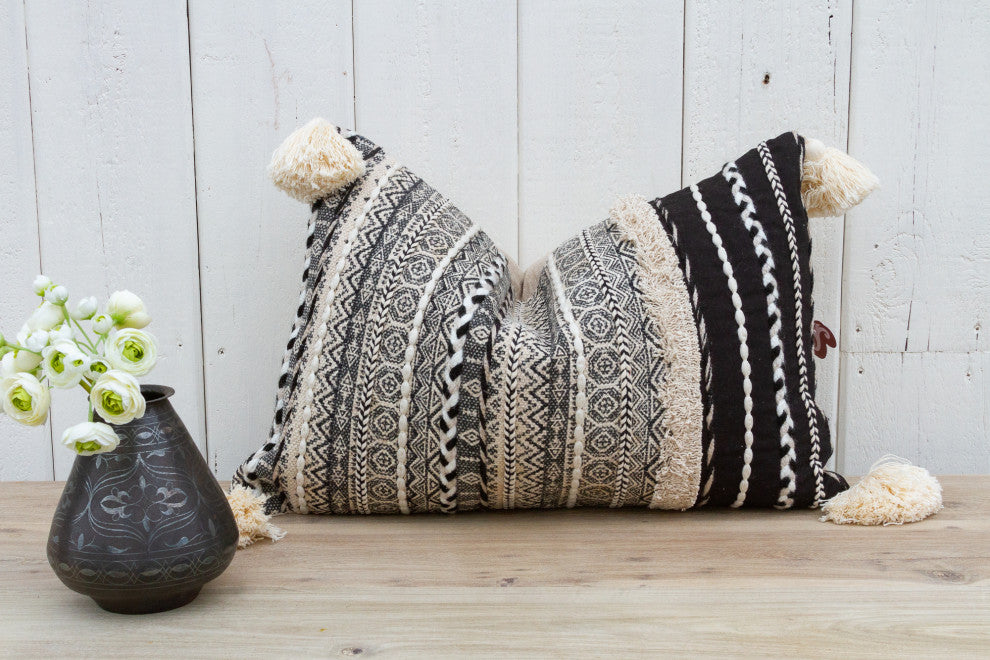 Metallic Gray Nomadic Moroccan Lumbar Pillow