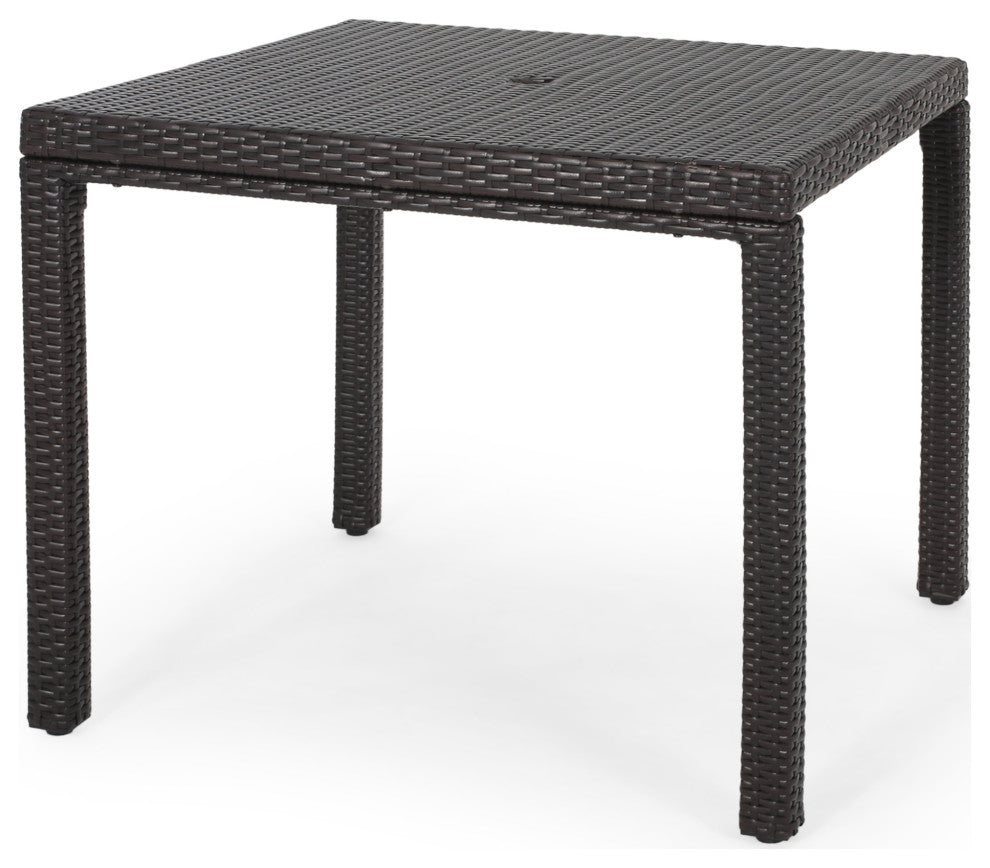 GDF Studio Edene Outdoor Multibrown Wicker Square Dining Table