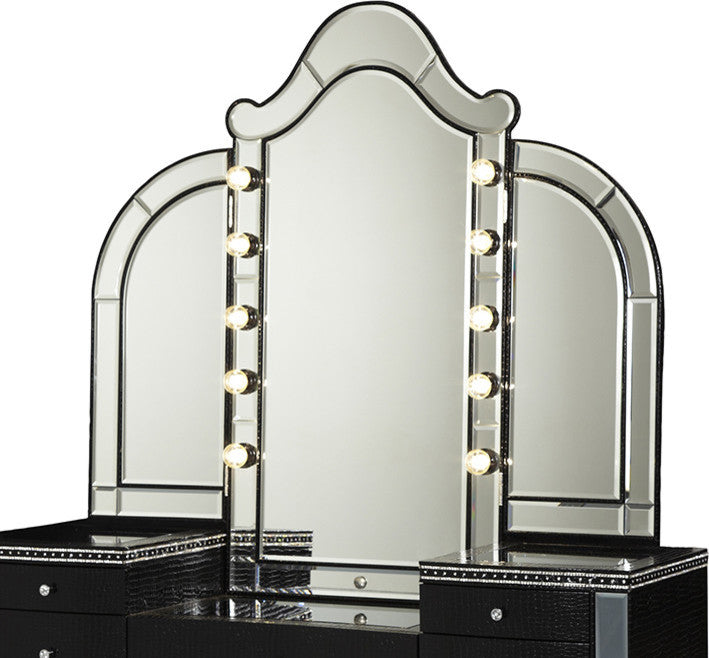 AICO Hollywood Swank Vanity Mirror, Black Iguana 03068RN-81